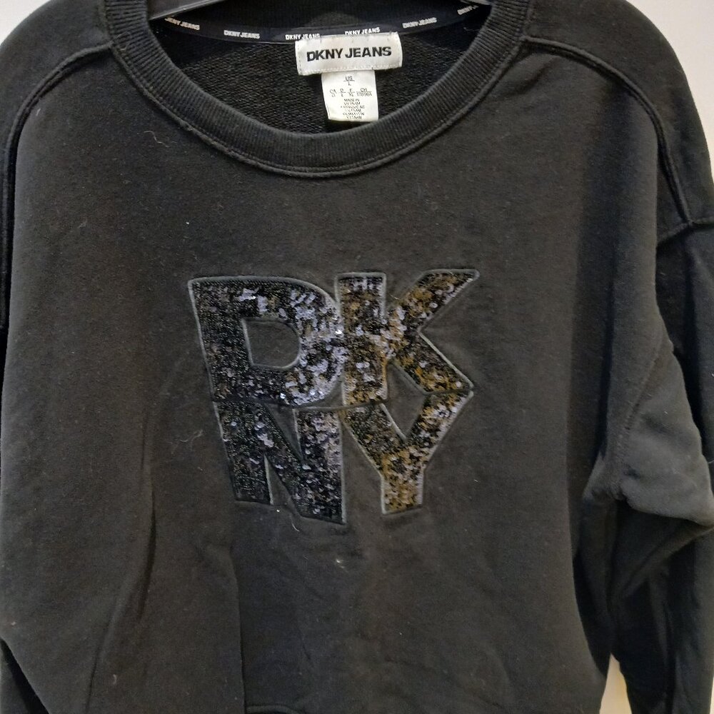 DKNY Logo Embellished Black Top
